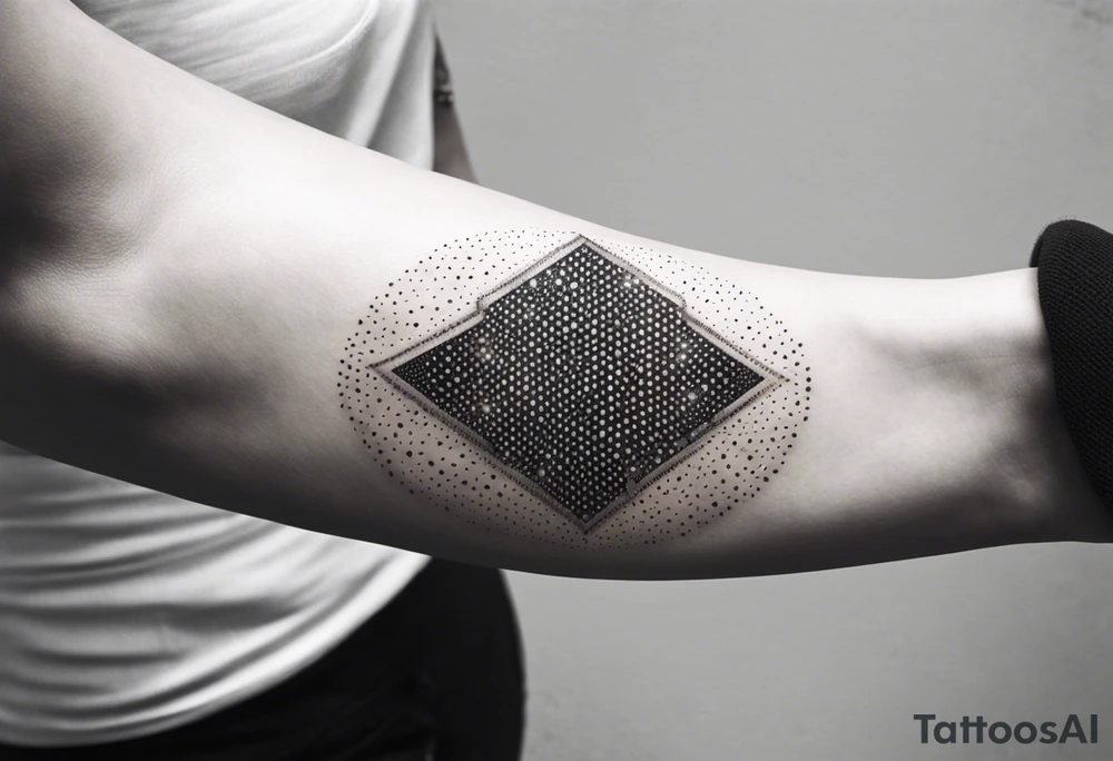 micro realistic tattoo with geometric shapes and lines tattoo idea