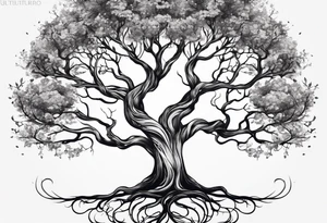 minimalistic Yggdrasil tree with no leaves tattoo idea