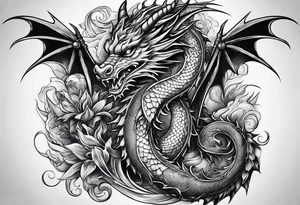 two dragons fine lines tattoo idea