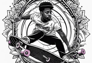 Black person skateboarding tattoo idea