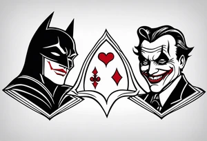 joker and batman on card game tattoo idea