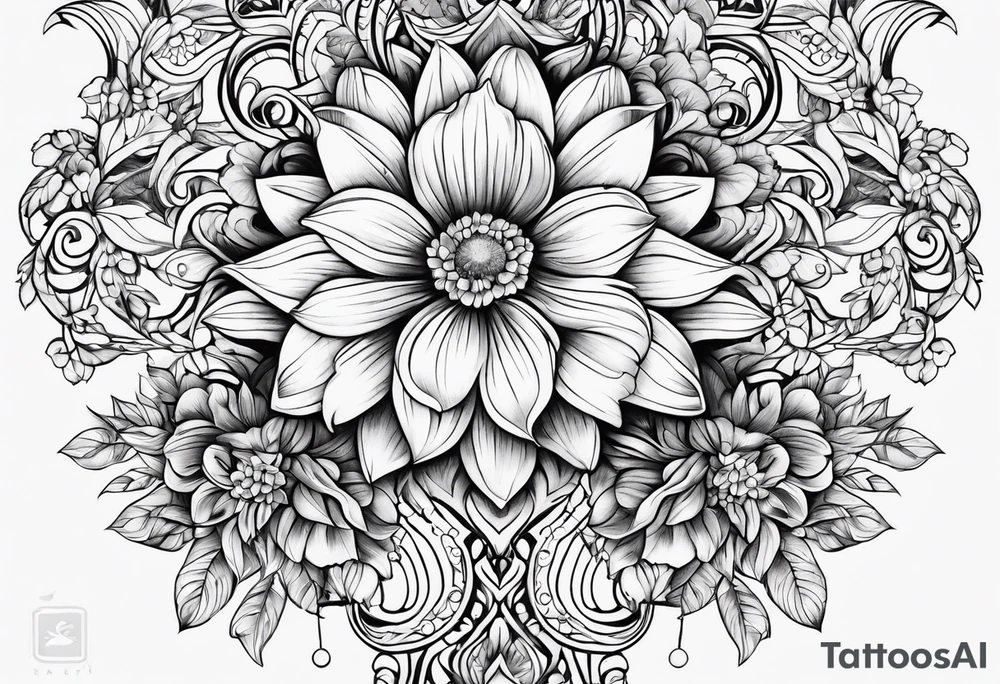 ornaments of flowers tattoo idea