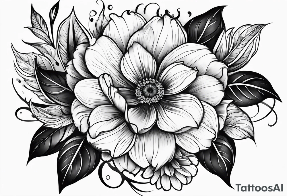 Initials R, E, J incorporated into a flower tattoo design tattoo idea Initials R, E, J incorporated into a flower tattoo design tattoo idea