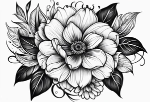 Initials R, E, J incorporated into a flower tattoo design tattoo idea