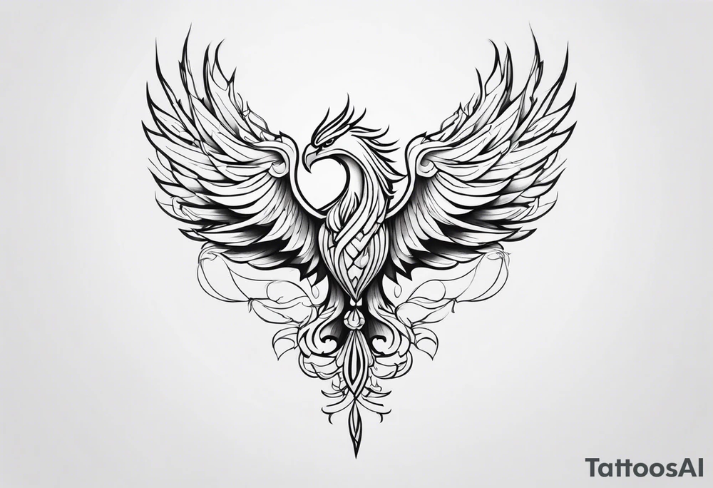 Half Phoenix, Half Skeleton tattoo idea