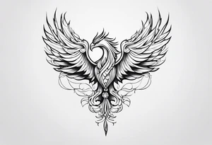 Half Phoenix, Half Skeleton tattoo idea