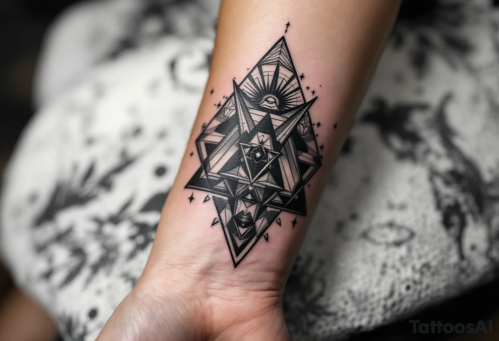 photographer trippy geometric tattoo idea