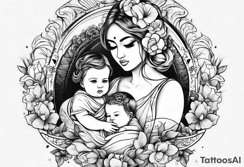 Motherwith 3 daughtersbaby tattoo idea