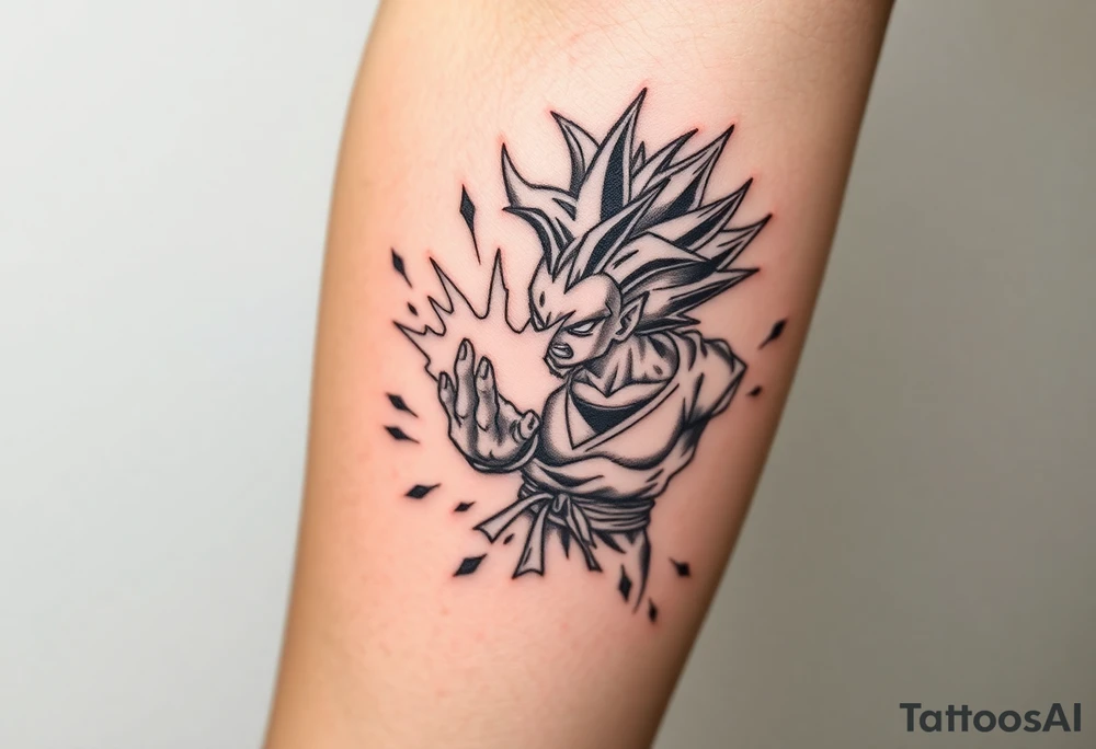 legendary dragonball z scene with energy aura and power effects tattoo idea