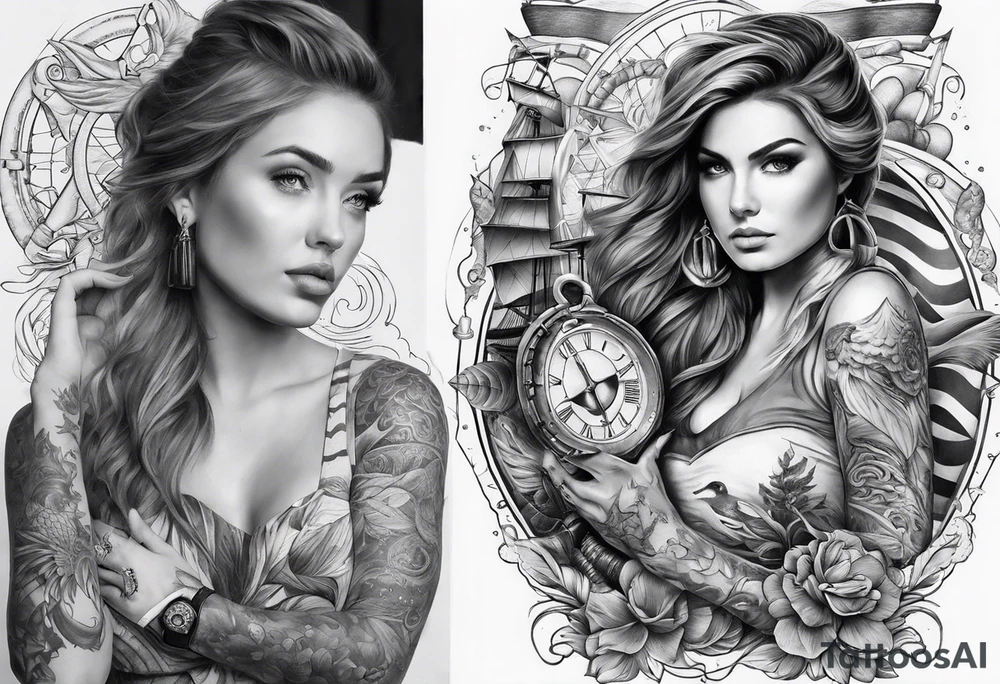 make a full sleeve nautical tattoo design tattoo idea