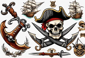 A pirate cutlass in American traditional style for a forearm tattoo idea