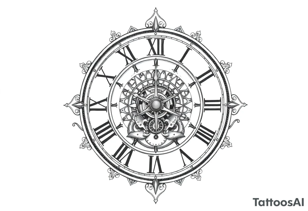 vintage roman numerals within ornate clockwork mechanism tattoo idea vintage roman numerals within ornate clockwork mechanism tattoo idea