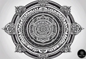 small minimalistic delicate mandala with tree motif tattoo idea