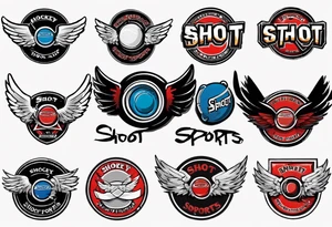 hockey puck with wings that says "SHOT SPORTS" tattoo idea