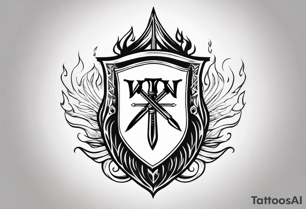 Valhalla sword shield fire tattoo idea