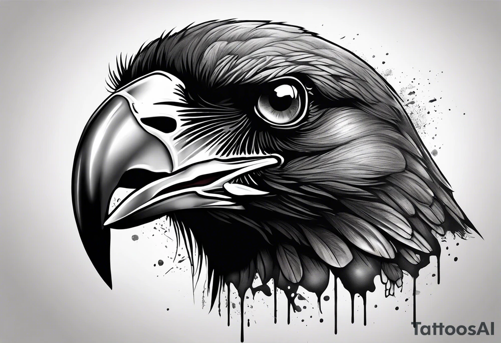 crow bleeding from eyes tattoo idea