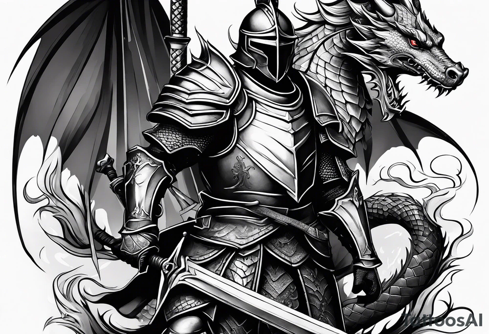 knight and dragon tattoo idea