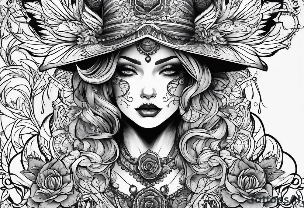 something dark in blacwork/linework style tattoo idea