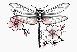 dragon fly with cherry blossoms tattoo idea