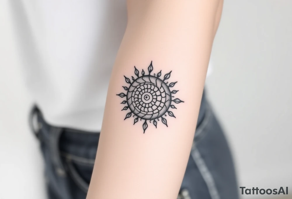 Fibonacci spiral shell sun tattoo idea