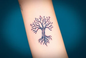 mystical tree of life with cosmic roots and celestial branches tattoo idea
