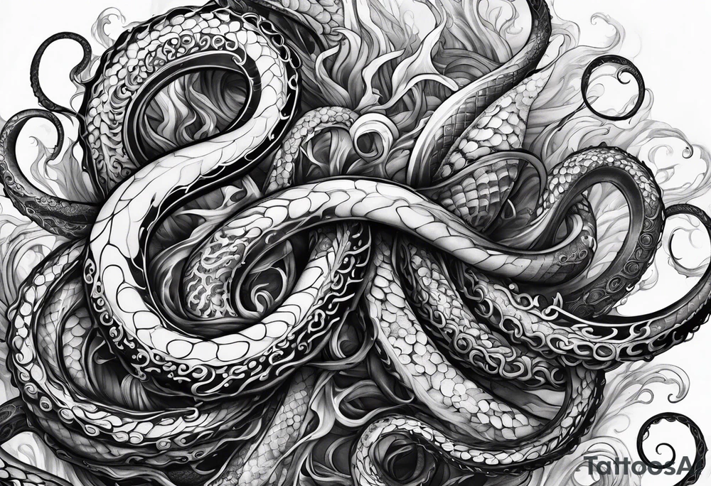 natural real entwined tentacles tattoo idea