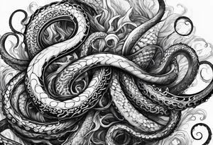natural real entwined tentacles tattoo idea