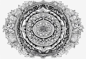 small minimalistic delicate mandala with tree motif tattoo idea