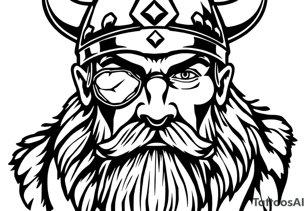 Vikings face. He got bread, helmet and eyepad on his left eye. tattoo idea