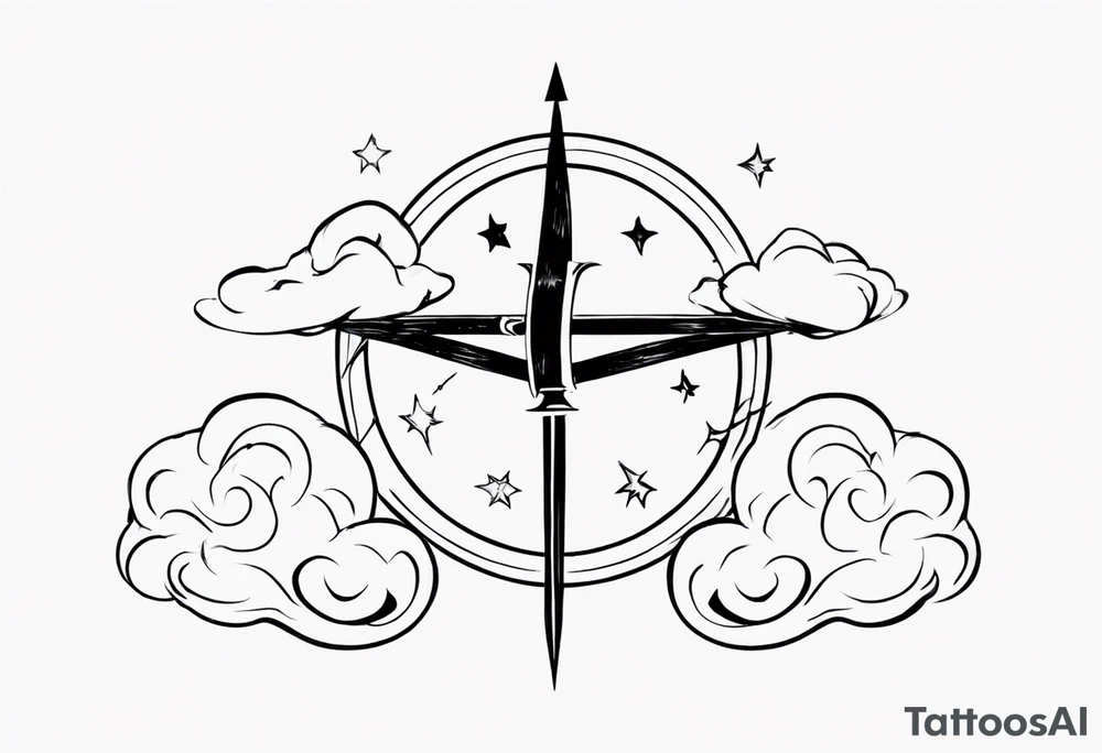 a cloud with the word sagittarius with the date 12.08.05 tattoo idea