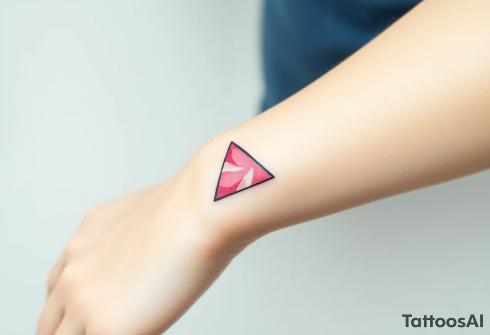 A watercoloured pink triangle, with small lining and upside down. Just the colour pink. No shapes. Just the colour pink tattoo idea