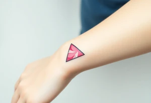 A watercoloured pink triangle, with small lining and upside down. Just the colour pink. No shapes. Just the colour pink tattoo idea