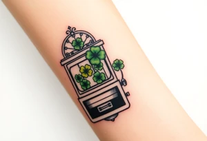Modern slot machine with three four leaf clovers tattoo idea