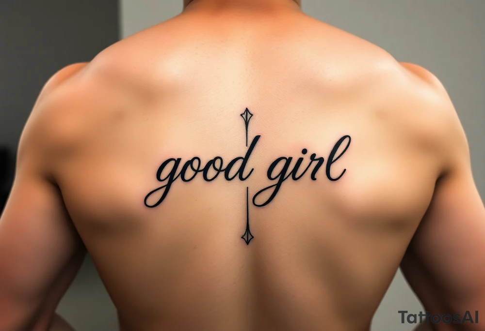 BDSM possessive butt tattoo for female with “good girl” incorporated into it dedicated to him tattoo idea