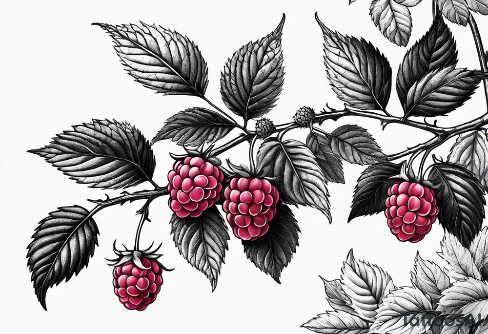 a raspberry branch that is hanging vertically tattoo idea