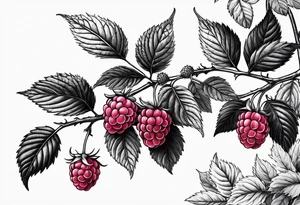 a raspberry branch that is hanging vertically tattoo idea