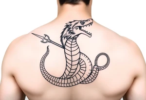 sea serpent with trident tattoo idea