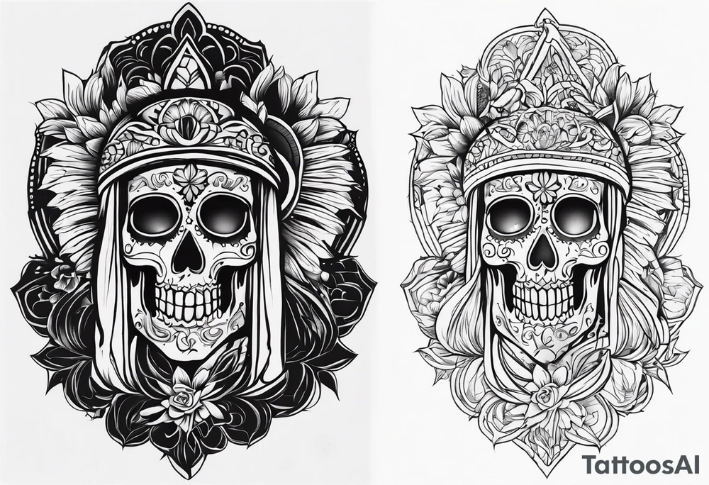 mexican style santa muerte tattoo for chest tattoo idea
