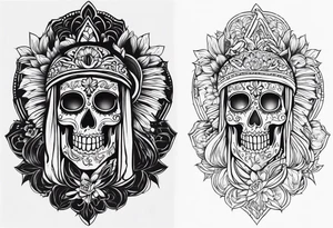 mexican style santa muerte tattoo for chest tattoo idea
