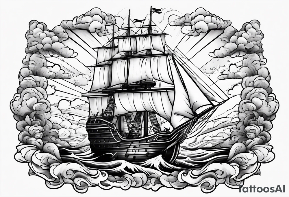 storm clouds surrounding a ship tattoo idea