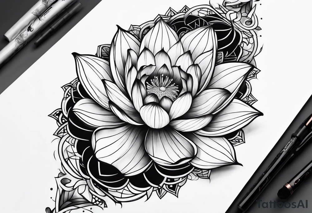 Lotus flower half sleeve tattoo idea