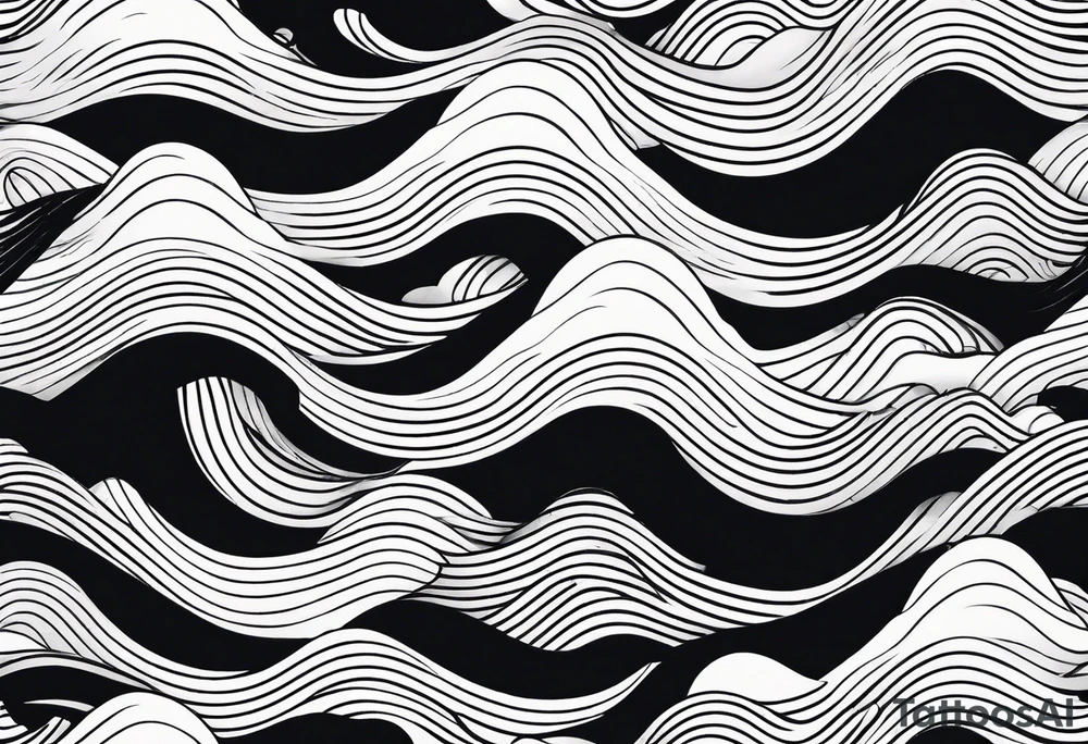 stylized waves in simple, minimalist tattoo idea