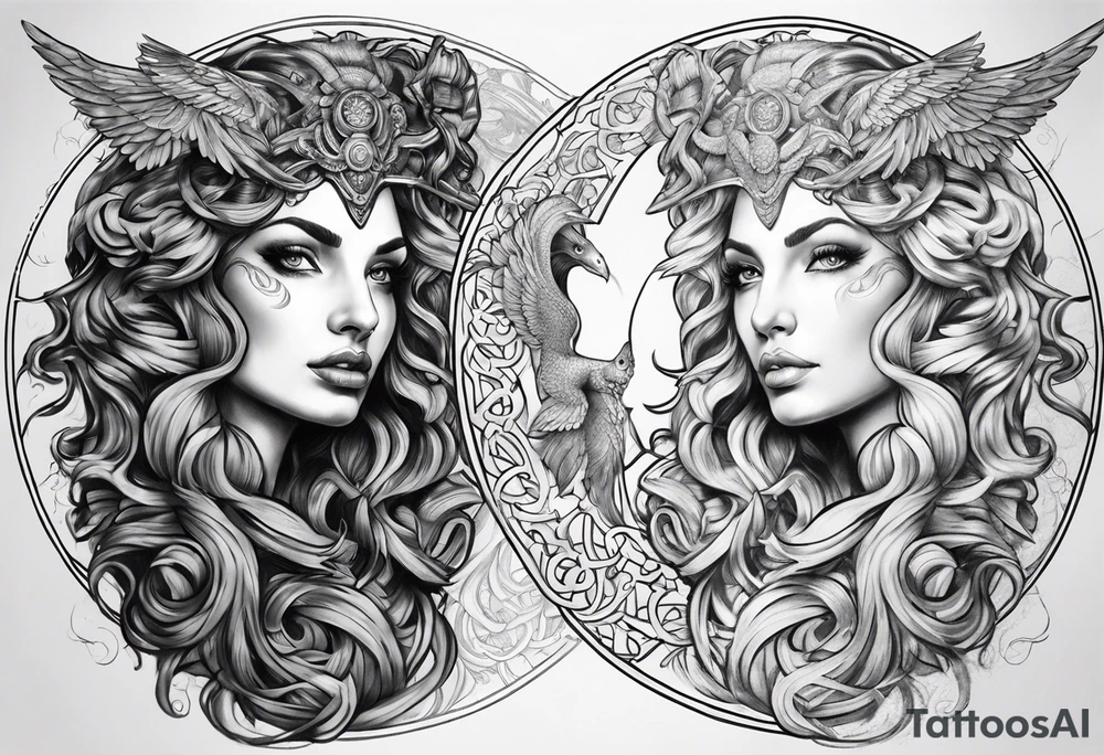 Medusa and harpy sleeve tattoo idea