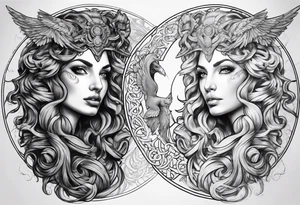 Medusa and harpy sleeve tattoo idea