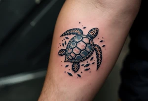 Turtle among the fishes tattoo idea