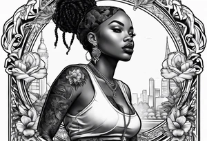 Black woman skateboarding tattoo idea