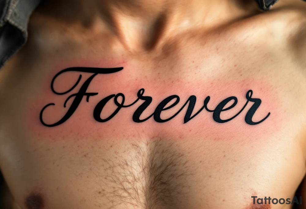 "Forever" in handwritten script on parchment-style beige skin, like an old love letter. tattoo idea