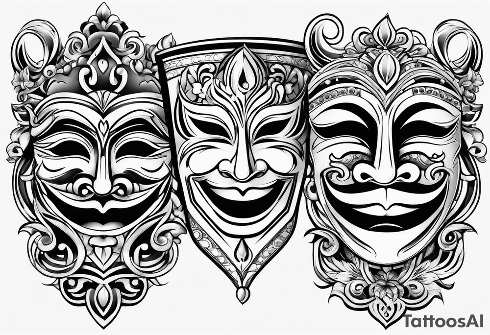 happy and sad masks from theatre tattoo idea
