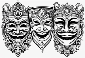 happy and sad masks from theatre tattoo idea