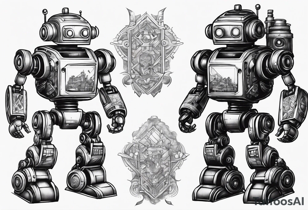small robot running tattoo idea